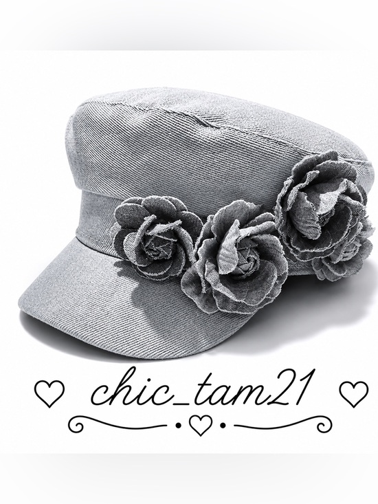 Accessories - Denim Super Chic Hat with Roses